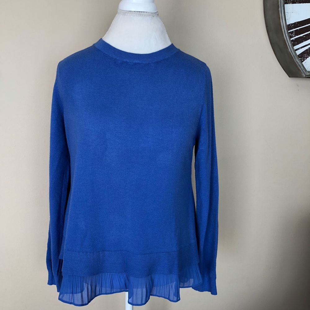 Milano Blue Sweater With Sheer Lining & Split Back